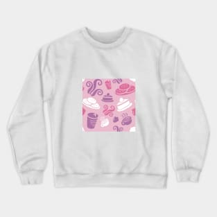 Pink Cafe Vibe Coffee Dessert Sweets Pattern Crewneck Sweatshirt